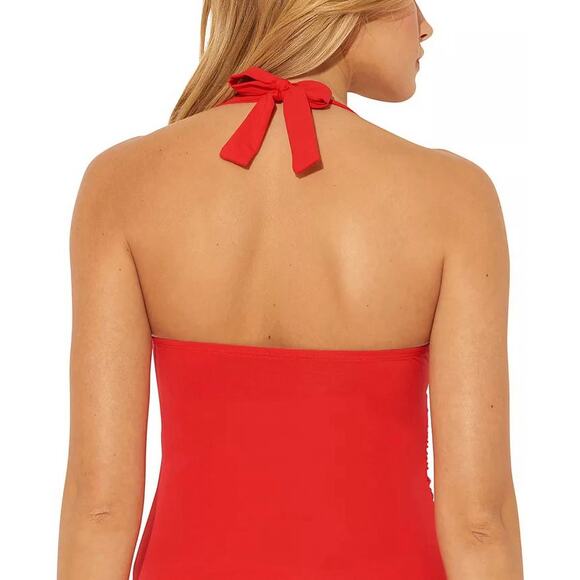 Bleu by Rod Beattie Lined Shirred Kore Halter Tankini Swimsuit Red Size 6 NWT - Picture 4 of 14